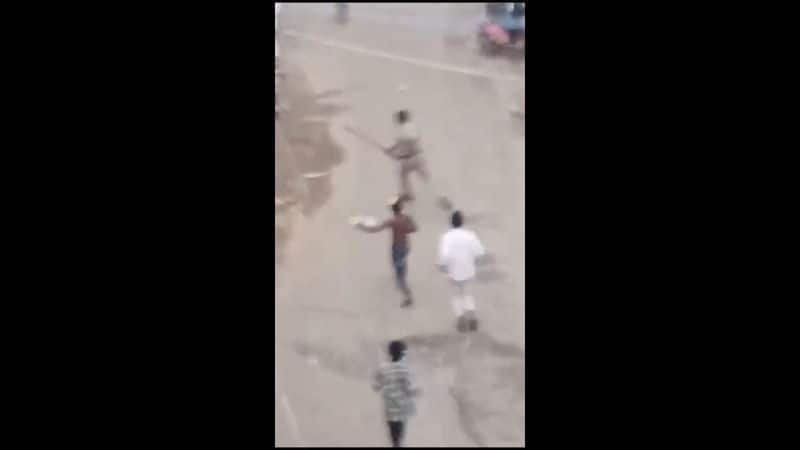 ganja addict person chasing police constable at kattupakkam in chennai video goes viral