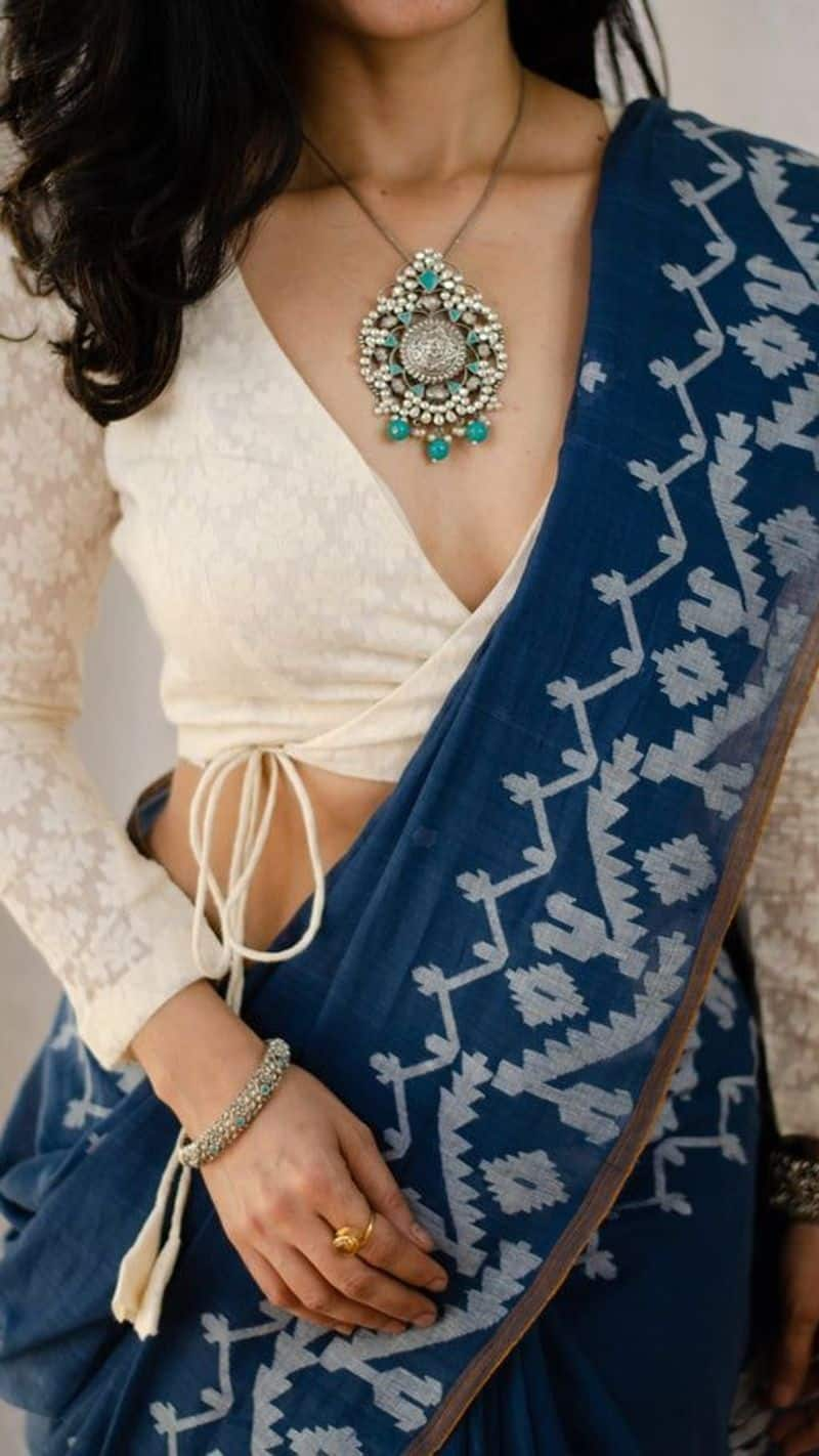 rakshabandhan 2023 trending newly married blouse designs wear on simple sarees kxa 