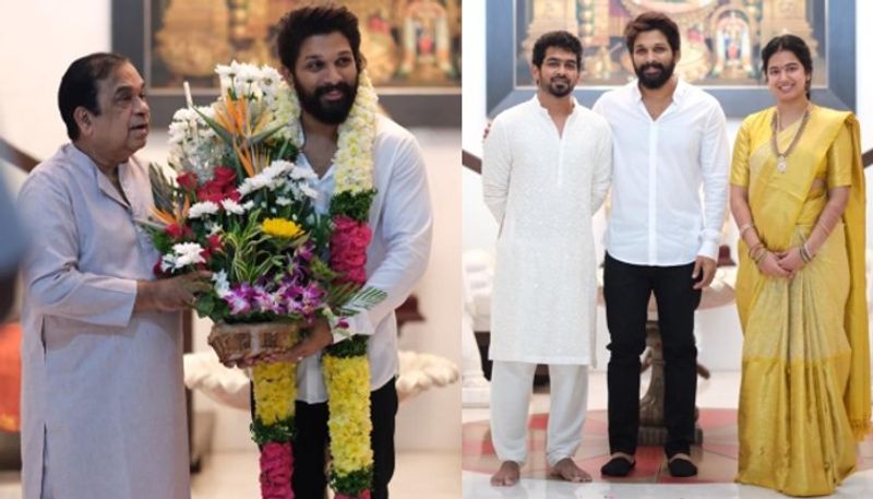 Allu Arjun visits Senior Actor Brahmanandams House NSK