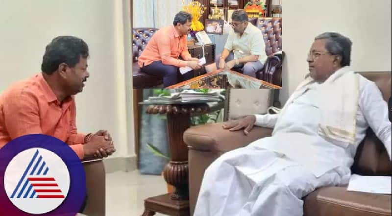 MP Renukacharya met the CM siddaramaiah and DCM DK Shivakumar at bengaluru rav