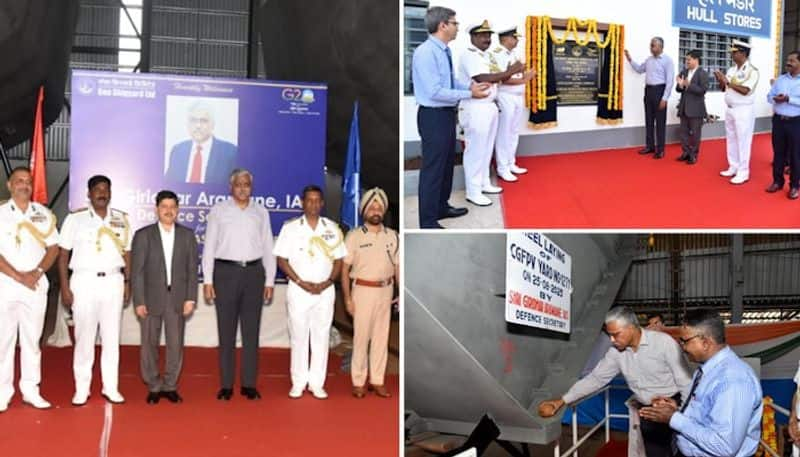 Defence Secretary lays keel of four Fast Patrol vessels for Indian Coast Guard at GSL