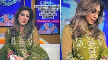 Pakistani anchor huma Amir shah and Abdullah sultan cheer for India on chadrayaan 3 landing ZKAMN