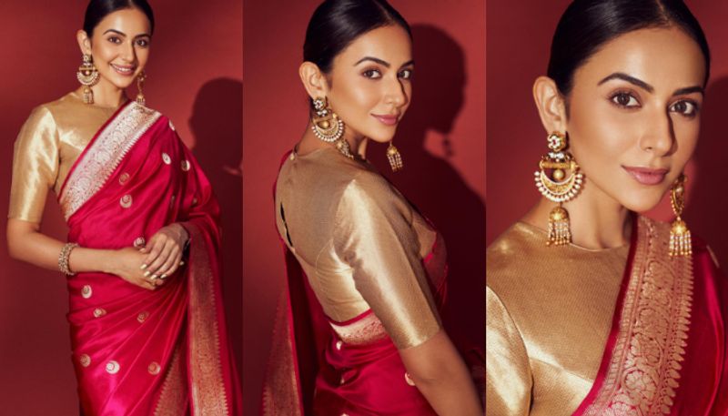 Rakul Preet Singh in Pink And Gold saree photos viral azn 