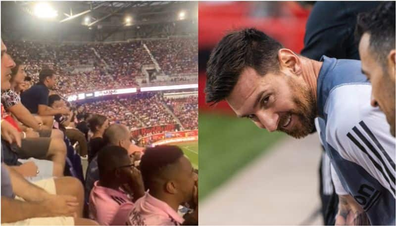 watch video fans chants we want messi in his first mls match saa