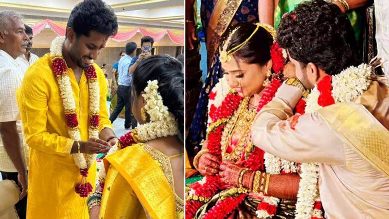 Serial Actress Janani Pradeep love Marriage with youtuber Iniyan wedding Photos viral