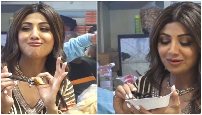 Shilpa Shetty indulges in street food; relishes Mawa Cake, Ragda Pattice at a shop at Chembur - WATCH vma