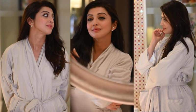 Actress Pranitha Subhash Latest Photos in Bathrobe NSK