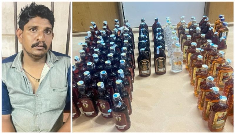 man arrested with 46 litres of Indian made foreign liquor hiding in scooter afe