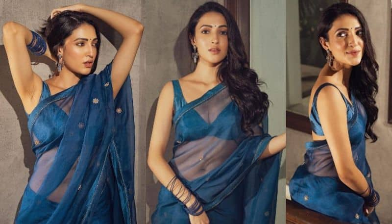 Actress Neha Shetty looks beautiful in Blue Saree NSK