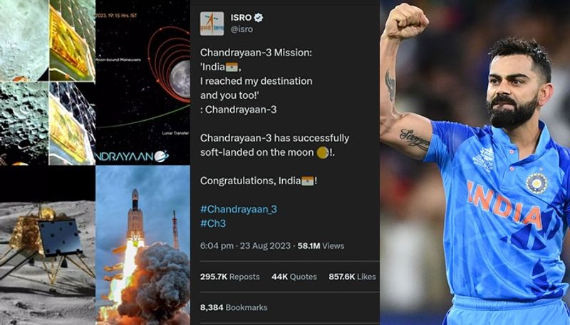 ISRO beats Virat Kohli record tweet on Chandrayaan 3 is now Indias most liked social media post san