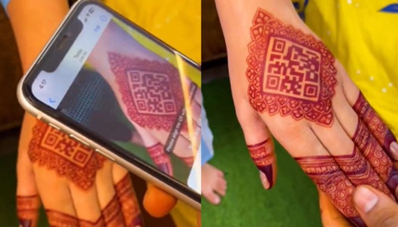 Henna art that imprints the QR Code on one's hand is known as QR Code Mehendi MKA