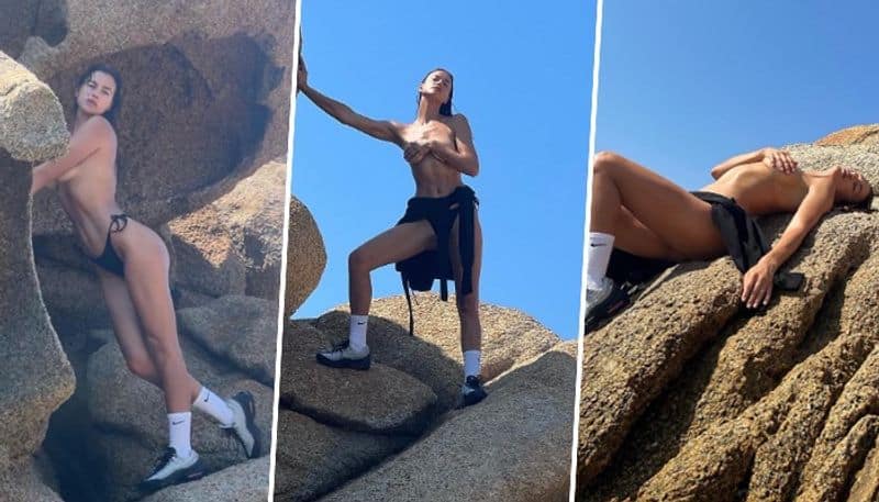 SEXY PHOTOS Cristiano Ronaldo's ex-girlfriend Irina Shayk goes topless on her beach vacay  RBA 