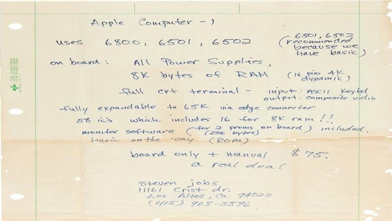 Apple founder Steve Jobs  rare handwritten ad letter sells for rs 1.4 crore at auction smp