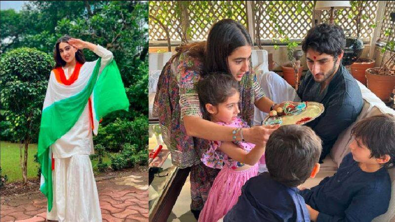 Sara Ali khan Put sindhur to her three lovely brothers and celebrate raksha bandhan with whole family akb