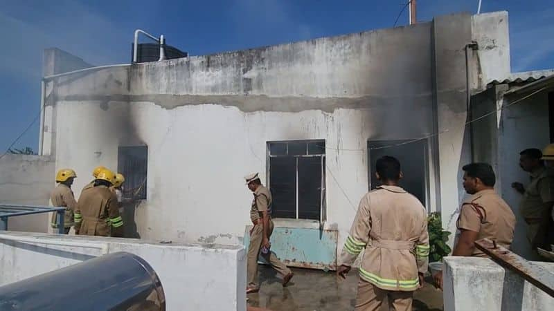 fire accident at dharapuram indian bank branch in tirupur district vel