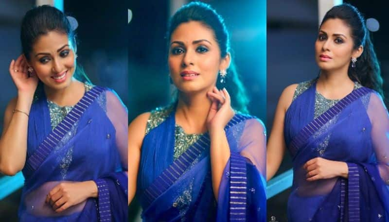 Actress Sada looks beautiful in bule Saree NSK