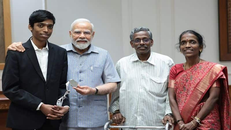 Chess grandmaster Praggnanandhaa meet pm modi in delhi smp