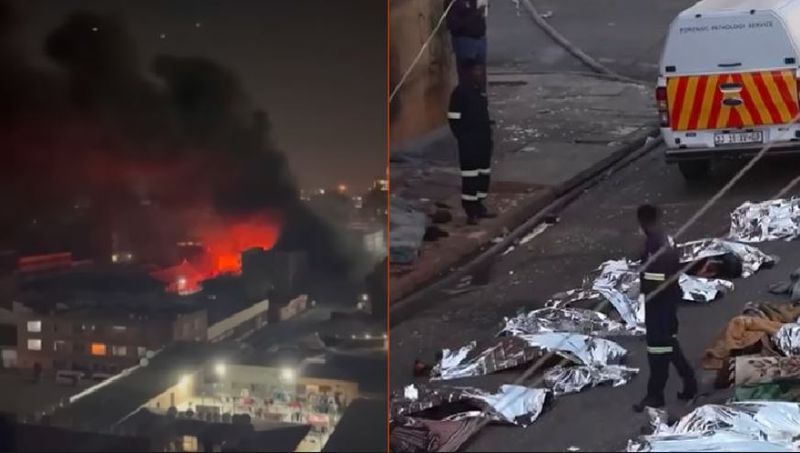 A fire broke out in a high rise building in Johannesburg South Africa 73 people including children died akb