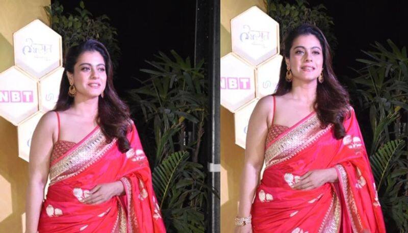 BollyWood Actress Kajol steals the spotlight at the event her timeless beauty and elegant red saree san