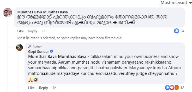 gopi sundar react bad comment on his post nrn