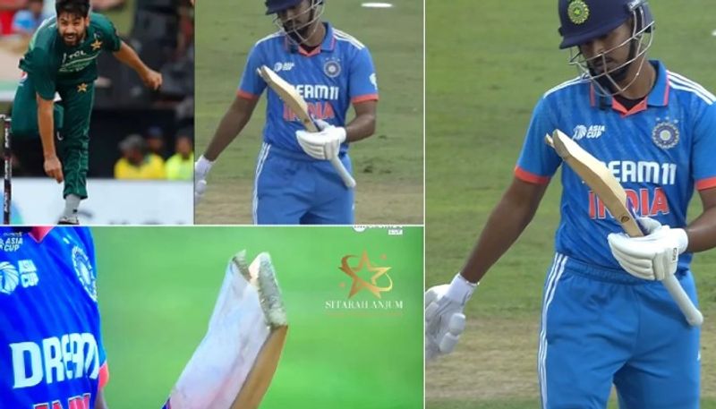 Haris Rauf Breaks Shreyas Iyer Bat With Express Delivery In India vs Pakistan Asia Cup Clash video goes viral kvn