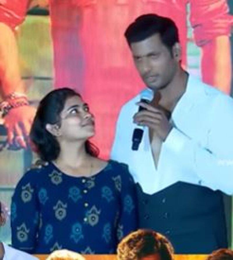 Actor vishal introduce her daughter in first time 