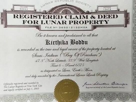 nri from krishna district bought two acres of land on moon ksp VJA