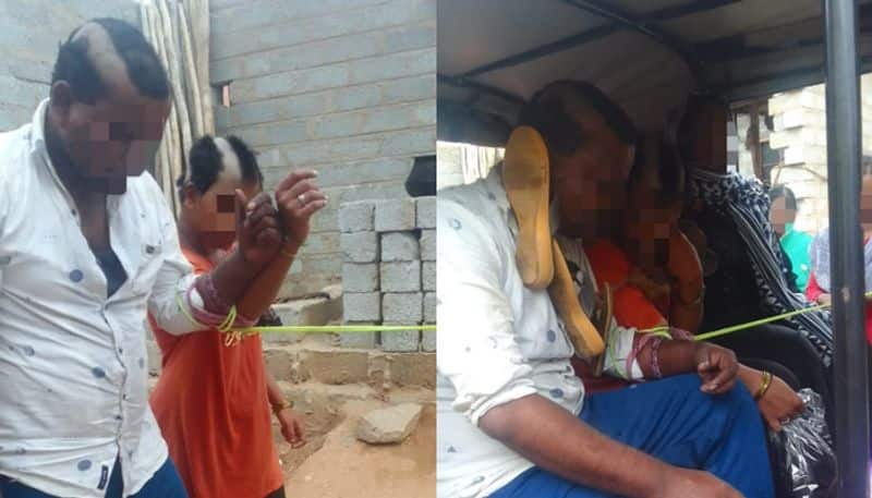 man and woman partially tonsured and paraded alleging illicit relationship by wife and relatives etj