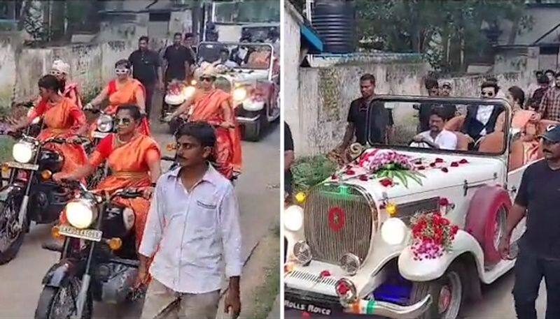 Vintage Rolls-Royce, women on bikes and pan-India fervour steals show at Andhra Pradesh wedding (WATCH) snt