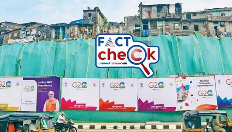 Banners and sheets to hide the Poverty fake image circulating during G20 Summit 2023 in delhi jje 