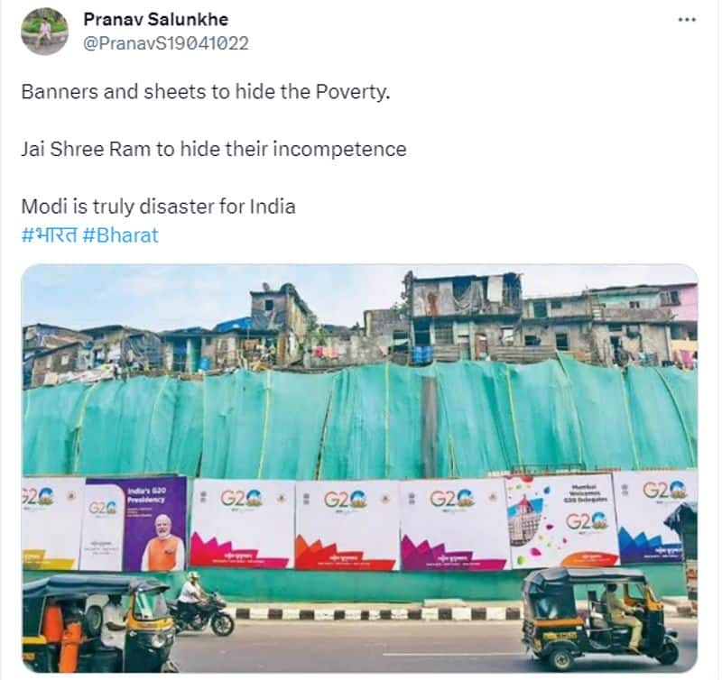 Banners and sheets to hide the Poverty fake image circulating during G20 Summit 2023 in delhi jje 