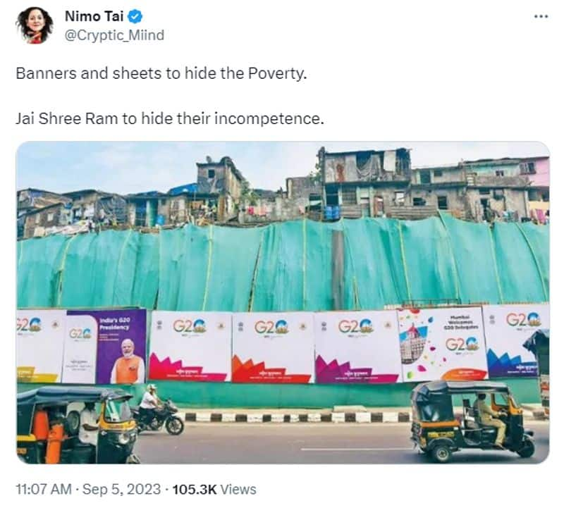 Banners and sheets to hide the Poverty fake image circulating during G20 Summit 2023 in delhi jje 