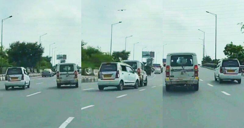 Toll plaza staffs in Tata Sumo chase Wagon R taxi for non-payment of toll prn