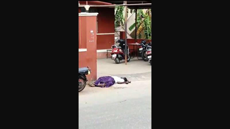 drunk man sleeping in women police station at andipatti in theni district vel