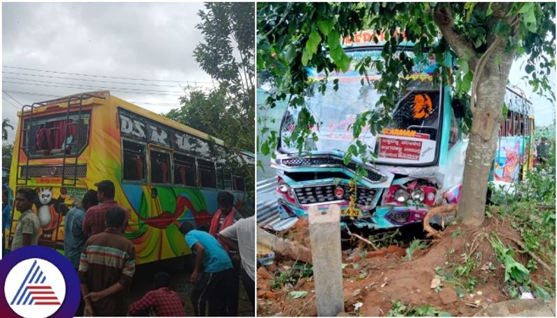 Chikkamagaluru private bus rammed into school going children group two is critical sat