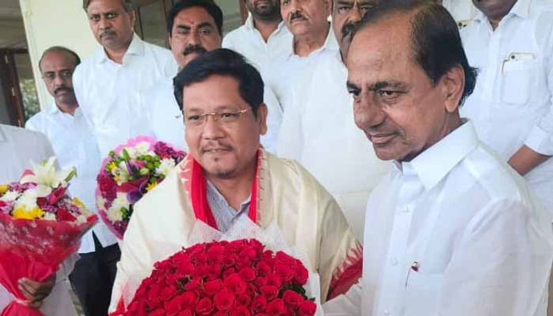 Meghalaya CM Conrad Sangma Meets  Telanana CM KCR at Pragathi Bhavn in Hyderabad lns