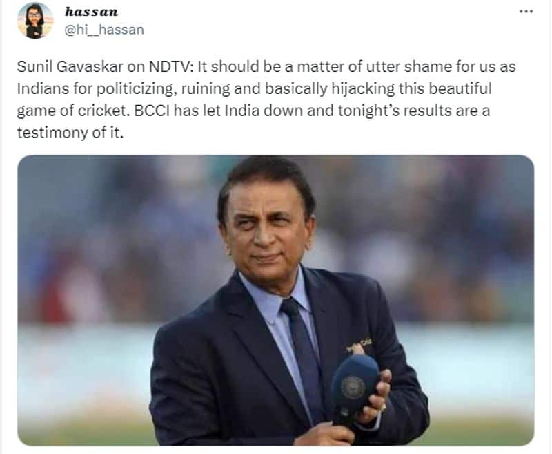 Sunil Gavaskar has not said anything against the BCCI Viral Tweet is fake jje 