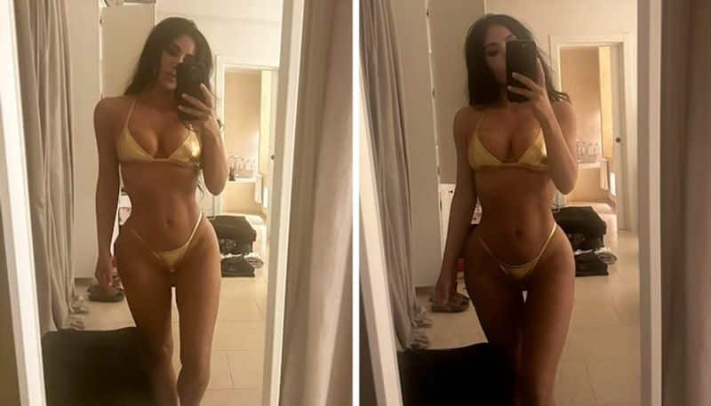 Kim Kardashian SEXY photos: SKIMS founder flaunts her hourglass curves in tiny gold bikini RBA