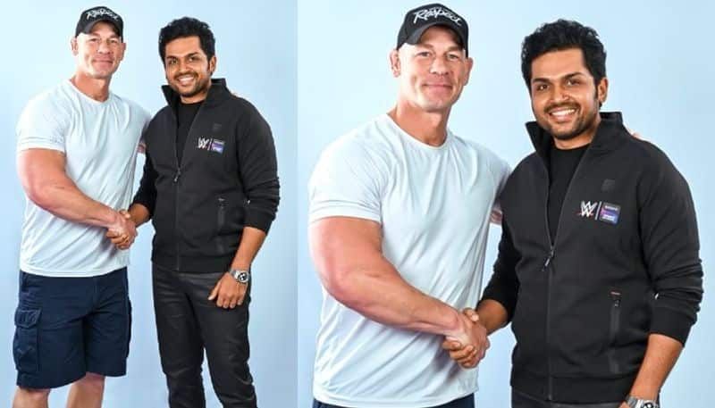 Tamil Star Karthi Meets WWE World Champion John Cena NSK