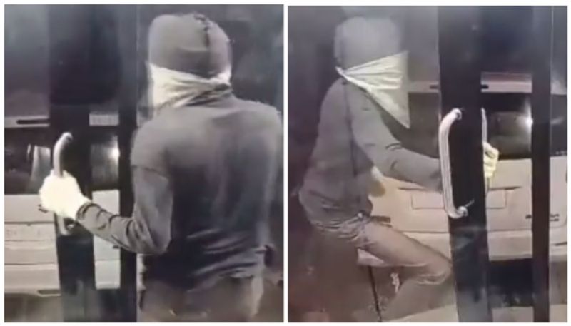 CCTV footage of thieves smashing ATM with car goes viral bkg 