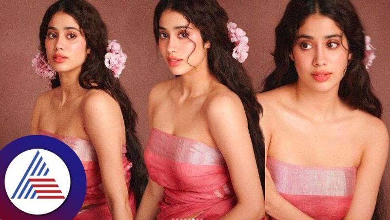 Sridevi daughter Janhvi Kapoor looks flawless in saree without blouse vcs 