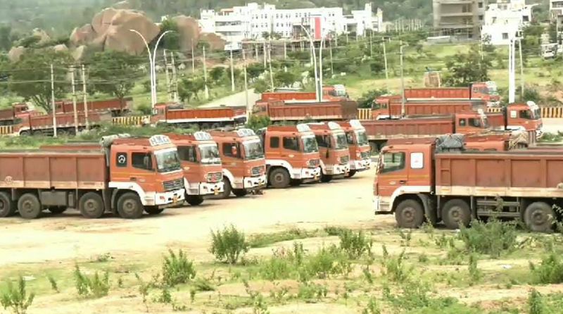 Brake by Govt for ore transport trucks at chitradurga gvd