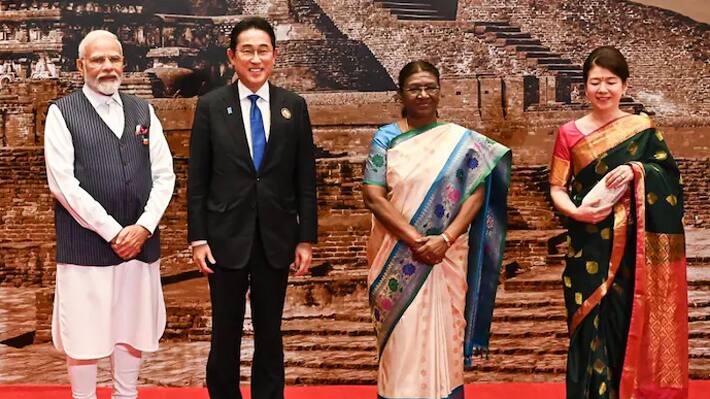 G20 summit 2023 Japan first lady Yuko Kishida wears traditional silk saree