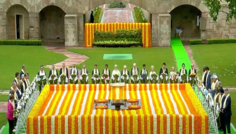 G20 summit 2023: రాజ్‌ఘాట్‌లో మహాత్మునికి నివాళులర్పించిన మోదీ, బైడెన్, రిషి సునాక్,  ఇతర జీ20 నేతలు.. 