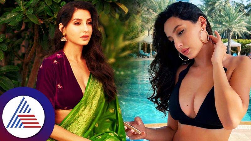 nora fatehi green saree photos goes viral on social media gvd