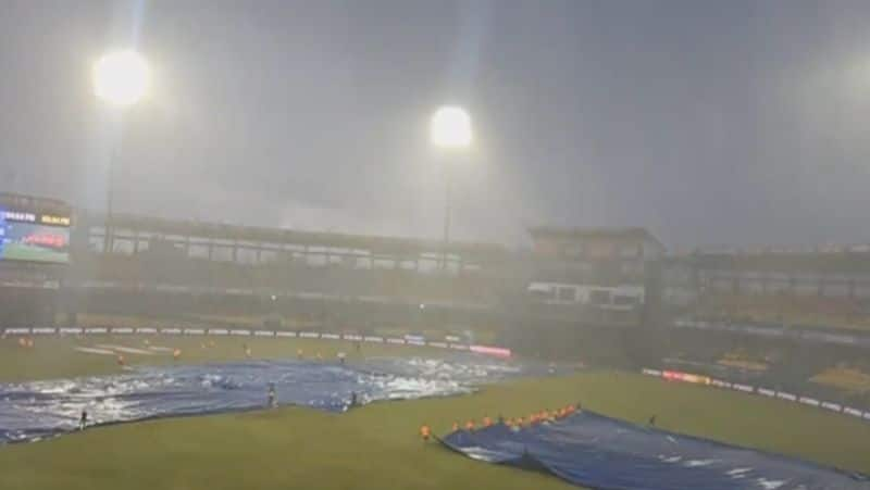 India Pakistan Asia Cup Super Fours 3rd Match stopped due to Heavy rain with strong winds at Colombo rsk