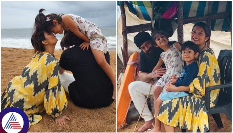 KGF Hero Rocking star Yash couple enjoying with children at the beach sat