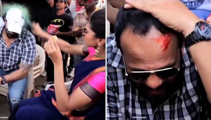 Shah Rukh Khan, Deepika Padukone smashes bottle on Rohit Shetty's head; watch viral video ADC