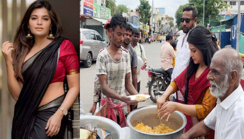 Popular Tamil Actress Aathmika gave food for poor in chennai may start a charity soon ans