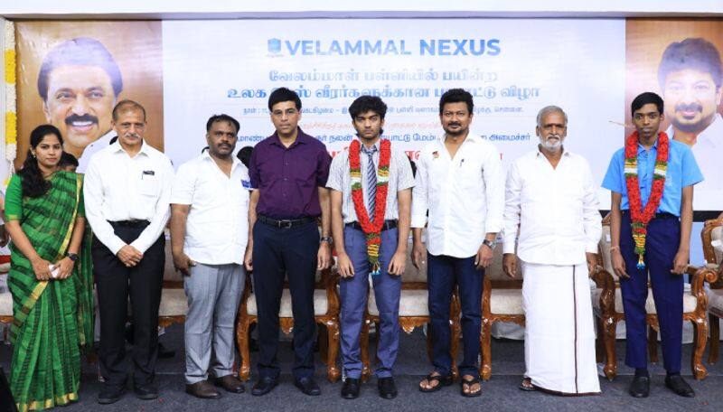 Appreciation ceremony for chess champions of Tamil Nadu in velammal nexus udhayanidhi participated ans